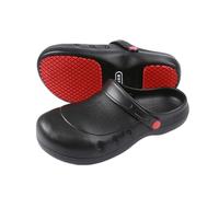 Mens Non Slip Kitchen Shoes, Men Steel Toe Cap Non Slip Lightweight Shock Absorbing Safety Work Chef Shoes, Indoor and Outdoor Chef Clogs, for Chefs, Garden Shoes Indoor Outdoor(5.5 UK) Black