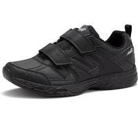 Mens Non Slip Memory Foam Running Shoes - Wide Fit Walking Running Shoes | Lightweight & Comfy Gym Trainers, Double Strap - Black (Black, UK Footwear Size System, Adult, Men, Numeric, Wide, 9.5)
