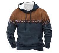 Men's Nordic-inspired hoodie, casual winter fleece pullover sweatshirt, stylish fair isle pattern hooded jumper, cosy long sleeve knit hoodie for men, trendy colour block winter pullover