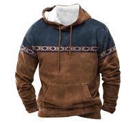Men's Nordic-inspired hoodie, casual winter fleece pullover sweatshirt, stylish fair isle pattern hooded jumper, cosy long sleeve knit hoodie for men, trendy colour block winter pullover