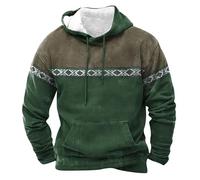 Men's Nordic-inspired hoodie, casual winter fleece pullover sweatshirt, stylish fair isle pattern hooded jumper, cosy long sleeve knit hoodie for men, trendy colour block winter pullover
