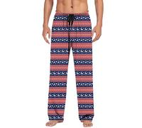 Men's Nordic Stripe Print Christmas Pajama Bottoms, Drawstring High Waist Lounge Pants, Soft Elastic Waist Holiday Sleep Trousers, Warm Festive Nightwear for Men, Cozy Winter Pajamas