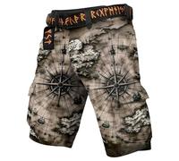 Mens Norse Mythology Cargo Shorts Viking Odin 3D Print Outdoor Hiking Shorts with Multiple Pockets Summer Beach Travel Camping Casual Nordic Gift