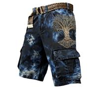 Mens Norse Mythology Cargo Shorts Viking Odin 3D Print Outdoor Hiking Shorts with Multiple Pockets Summer Beach Travel Camping Casual Nordic Gift