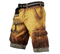Mens Norse Mythology Cargo Shorts Viking Odin 3D Print Outdoor Hiking Shorts with Multiple Pockets Summer Beach Travel Camping Casual Nordic Gift