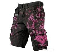 Mens Norse Mythology Cargo Shorts Viking Odin 3D Print Outdoor Hiking Shorts with Multiple Pockets Summer Beach Travel Camping Casual Nordic