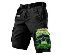 Mens Norse Mythology Cargo Shorts Viking Odin 3D Print Outdoor Hiking Shorts with Multiple Pockets Summer Beach Travel Camping Casual Nordic Gift