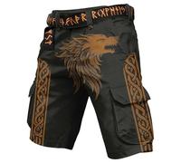 Mens Norse Mythology Cargo Shorts Viking Odin 3D Print Outdoor Hiking Shorts with Multiple Pockets Summer Beach Travel Camping Casual Nordic Gift