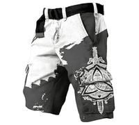 Mens Norse Mythology Cargo Shorts Viking Odin 3D Print Outdoor Hiking Shorts with Multiple Pockets Summer Beach Travel Camping Casual Nordic Gift