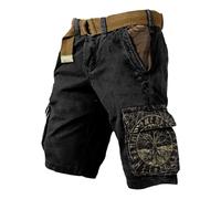 Mens Norse Mythology Cargo Shorts Viking Odin 3D Print Outdoor Hiking Shorts with Multiple Pockets Summer Beach Travel Camping Casual Nordic Gift