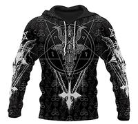 Men's Norse Mythology Hoodie, Vintage 3D Printed Viking Satanic Tattoo Symbols Rune Streetwear Unisex Harajuku Pagan Zipper Sweatshirt Pullover,Hoodie,6XL