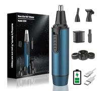 Men's Nose Hair Trimmer, 3-in-1 Professional Ear Hair Trimmer and Nose Hair Remover for Men and Women, USB Rechargeable, Dual Blades, IPX7 Waterproof, Easy Cleaning, Blue