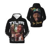 Men's Novelty Black Fleece Hoodies Tyler Logo Creator Printed The Graphic Sweatshirt Fashion Pullover with Pockets for Men