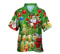 Mens Novelty Christmas Shirts Trendy Xmas Tree Snowflake Print Dress Shirt Stretch Plain Business Casual Long Sleeve Formal Shirts Cosplay Tees for Men Women (Green,XL)