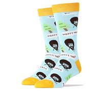 Men's Novelty Crew Socks, Funny Socks for Bob Ross, Crazy Socks, Casual Dress Cotton Socks - - One size