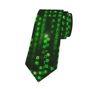Mens Novelty Fashion Neckties Matrix Symbols Digital Binary Code Tie for Man Programmer Green Skinny Necktie, Matrix Symbols Digital Binary Code, One Size