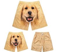 Men's Novelty Funny Shorts Animal Dog Print Drawstring Pockets Sports Leisure Holiday Beach Short Pants Summer Running Shorts Elastic Waist Cotton Gym Shorts Sports Workout Loose Beach Shorts Khaki