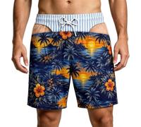 Men's Novelty Hairy Legs Print Swim Trunks Funny Prank Beach Shorts Quick-Dry Plus Size Hilarious Swimwear for Summer A5