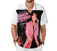 Men's Novelty Shakin Button Down T-Shirt Short Sleeve Tshirt Stevens Singer Tee Tops Round Neck T Shirt for Male Big Boys Fans Merch Gifts