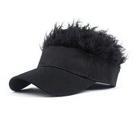 Men's Novelty Spiked Hair Visor Sun Hat Funny Golf Hats Fake Wig Peaked Adjustable Baseball Caps with Fake Hair