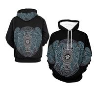 Men's Novelty Sweatshirt, Vintage Viking Double Eagle Hoodies, Spring Fall Running Loose Pullover with Pocket(Valknut1,5XL)