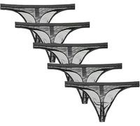 Men's Nude Transparent Thong Thin Mesh Sexy Panties T Back G String Thongs Sheer See Through Brief Underwear (Colorful-5PCS,XL)