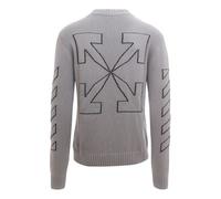Men's Off-White Logo Embroidered Wool Sweater Gray OMHE087C99KNI0010610 L