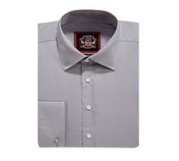 Mens Office Formal Shirts Regular Fit Single & Double Cuff,Workwear Clearance, Janeo British Apparel. [ Lt Grey, Double Cuff, 14.5 in ]