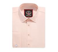 Mens Office Formal Shirts Regular Fit Single & Double Cuff,Workwear Clearance, Janeo British Apparel. [ Peach, Double Cuff, 14.5 in ]