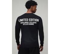 Men's Official Branded Long Sleeve T-Shirt | Black | Size Small | BOOHOOMAN