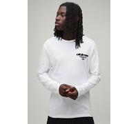 Men's Official Branded Long Sleeve T-Shirt | White | Size Medium | BOOHOOMAN