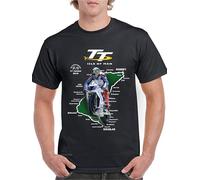 Men's Official Isle of for Man TT Racing Black Motorcycle Course Map Tee with TT Legends T Shirt