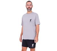 Mens Official Liverpool Football Club Grey Black LFC Short Cotton Pyjamas (XX-Large)