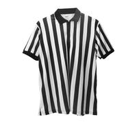 Mens Official Umpire Jersey Stripe Overturned Collar Ref Uniform Referee Shirt for Basketball Football Soccer