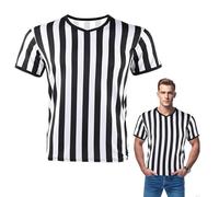Mens Official Umpire Jersey, V-Neck Stripe Men's Referee Shirt,Soft and Breathable Official Umpire Shirt for Basketball Football Soccer