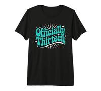 Mens Officially 13 Birthday Thirteen Years Old Groovy 13th Bday Premium T-Shirt