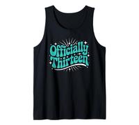 Mens Officially 13 Birthday Thirteen Years Old Groovy 13th Bday Tank Top