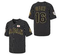 Men's Ohtani #16 Japan Hip Hop Short Sleeves Baseball Jerseys Stitched, Black, XXL