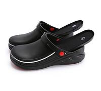 Men's Oil Resistant Chef Shoes Clogs, Non Slip Kitchen Shoes Garden Safety Work Shoes with Comfortable Sports Insole, for Restaurant, Work & Safety Footwear Fashion Sneaker (Color : Black, Size : 7