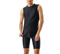 Men's oil shine short + top sexy silky transparent trousers + vest men shiny suit bodybuilding suit short sleeve with leg compression underwear, A2 Black, XXL