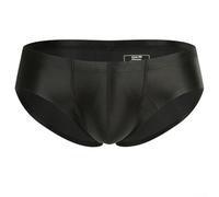 Mens Oil Shiny Boxer Shorts Glossy Silk Feel M-2XL(Black XL)