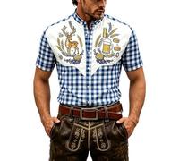 Men's Oktoberfest Costume Shirt Button Down Shirt with Festive Checked Pattern for Casual Clothing All Year Round