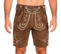 Men's Oktoberfest Lederhosen Traditional Costume Lederhosen Short Man Brown Bavarian Costume Trousers Traditional Fashion with Braces Traditional Vintage Outfit Dark Brown, brown, M