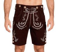 Men's Oktoberfest Lederhosen Traditional Costume Lederhosen Short Man Brown Bavarian Costume Trousers Traditional Fashion with Braces Traditional Vintage Outfit Dark Brown, Brown-a, XL