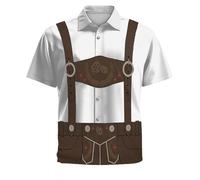 Men's Oktoberfest Outfit - Traditional Shirt Men's German Bavarian Bavarian Leather Trousers Polo Shirt Short Sleeve Butten-Down Cotton Classic Comfortable Costume Shirt Fashion Shirts for Men