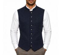 Men's Oktoberfest Waistcoat Stand Collar Herringbone Pattern Vest Breathable Wrinkle Resistant Classic Casual Gilet Vintage Traditional Bavarian Costume Waistcoat for Beer Festival Fancy Dress Party