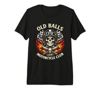 Mens Old Balls Motorcycle Club Funny Vintage Skull Biker Premium T-Shirt