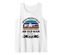 Mens Old Man with Rifle Funny Gun Gift Dad Tank Top