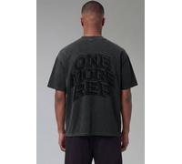 Men's One More Rep Washed Oversized Extended Neck T-Shirt | Black | Size Small | BOOHOOMAN