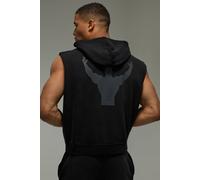 Men's One More Rep Washed Sleeveless Hoodie | Black | Size X-Small | BOOHOOMAN